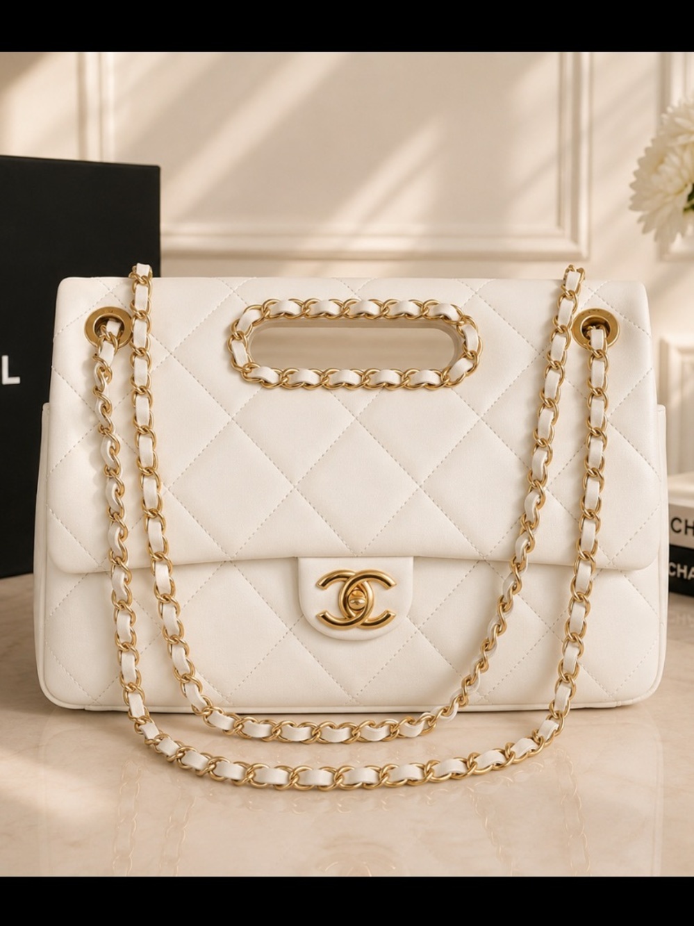 Chanel A Real Catch Flap Bag Leather Large Jumbo Size